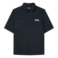 FILA Pocket Printing Logo Loose Casual Short Sleeve Shirt Blue F11M138449F-NV