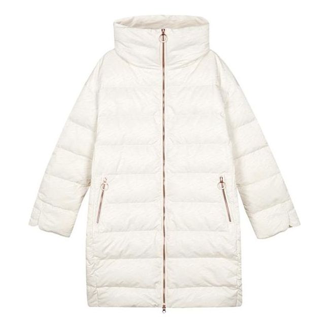 (WMNS) Skechers Solid Color Stand-up Collar Zip-up Quilted Jacket 'White' L422W076