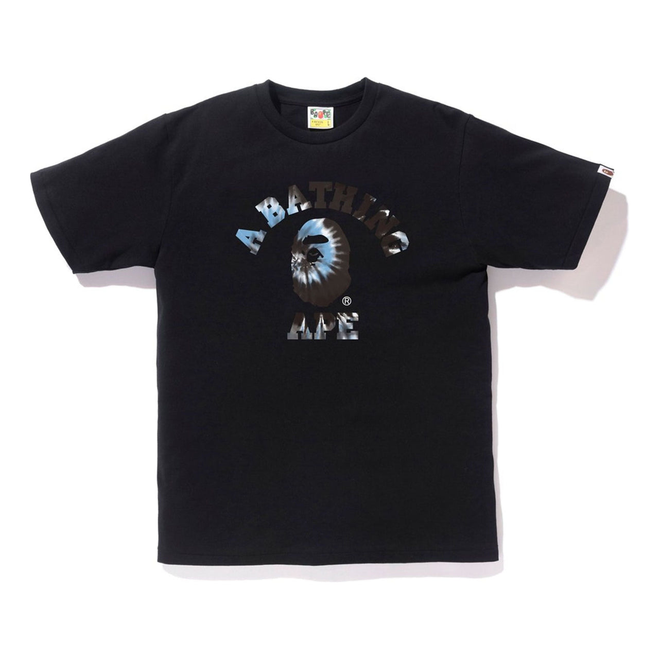 BAPE Tie Dye College Tee Black/Blue Ape Head Short Sleeve Black BAPE-SS18-043