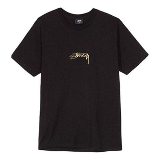 Stussy Smooth Stock Tee Embroidered Alphabet Logo Short Sleeve Unisex Black 1904268-01