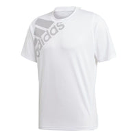 adidas Logo Round Neck Solid Color Short Sleeve White DV1313
