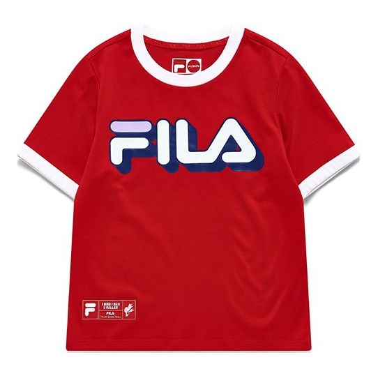FILA FUSION 3D Contrasting Colors Logo Sports Slim Fit Short Sleeve Classic Red T11W135104F-AR