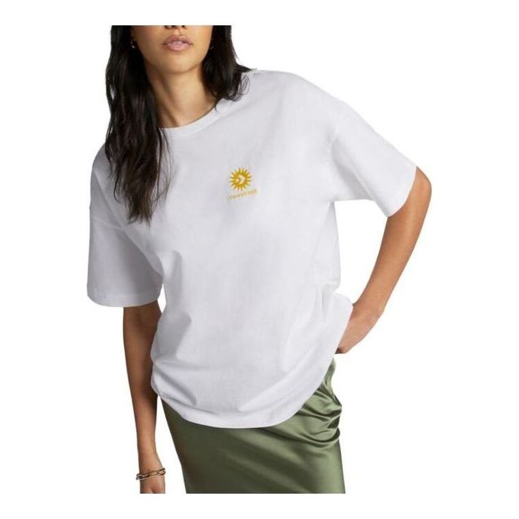 (WMNS) Converse Oversized Floral Graphic Crew T-Shirt Asia Sizing 'White' 10025213-A01