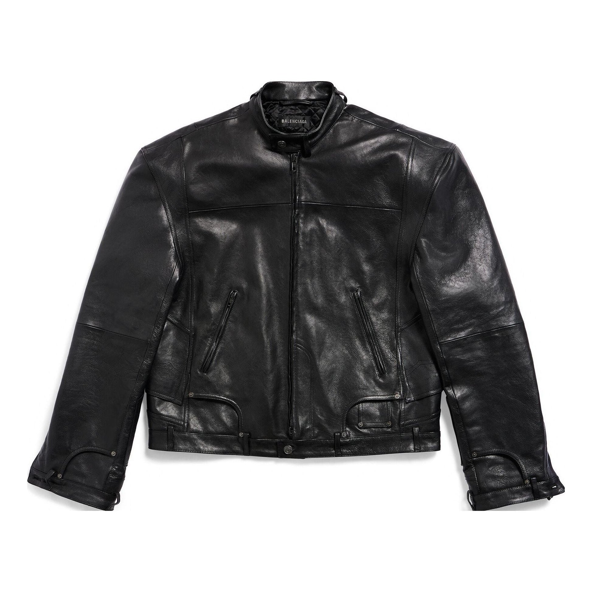 Balenciaga FW23 Deconstructed Zip Up Jacket 'Black Soft Buffalo Skin' 768749TMS031000