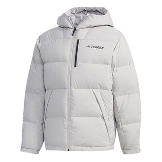 adidas Outdoor Sports hooded Stay Warm Down Jacket Gray White FJ9236