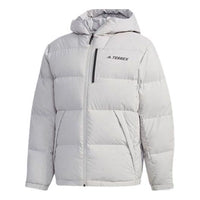 adidas Outdoor Sports hooded Stay Warm Down Jacket Gray White FJ9236