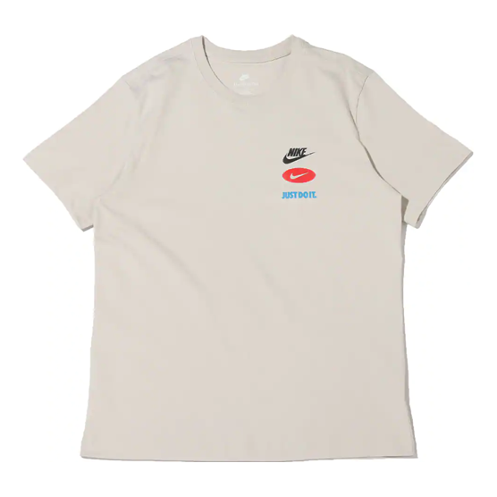 Men's Nike Logo Overlay Printing Round Neck Short Sleeve White T-Shirt DV0645-072