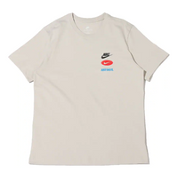 Men's Nike Logo Overlay Printing Round Neck Short Sleeve White T-Shirt DV0645-072