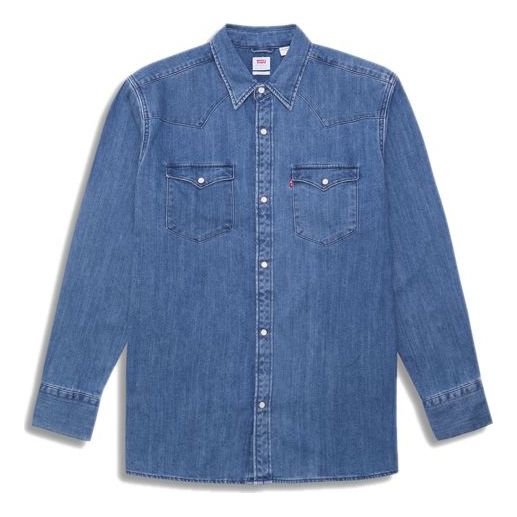 Men's Levis lapel Denim Long Sleeves Shirt Denim Blue 36249-0004