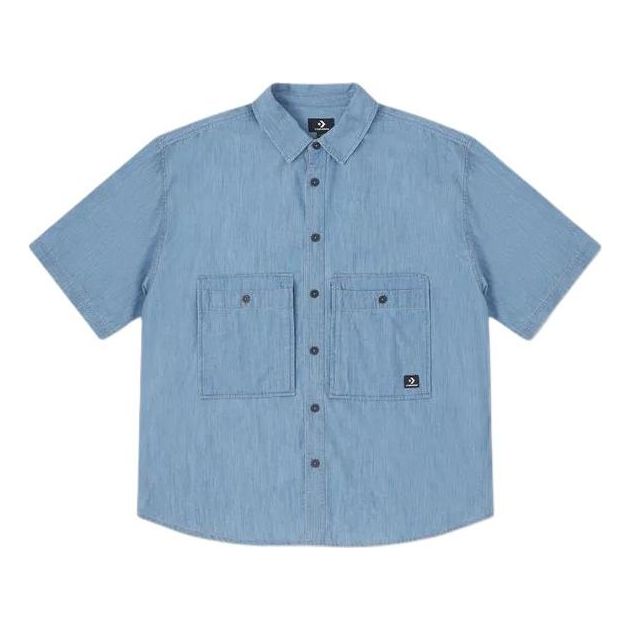 Converse Denim Wordmark Utility Shirt Asia Sizing 'LT Retro Blue' 10027158-A01