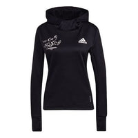 (WMNS) adidas Pattern Alphabet Printing Running Hoodie Black H45367