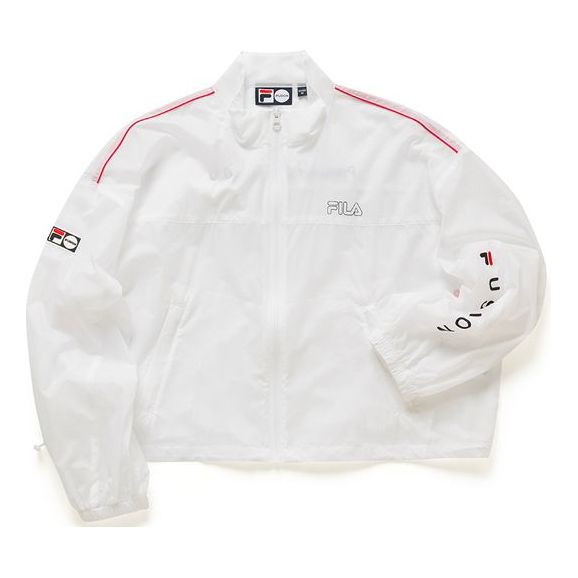 Fila FUSION Athleisure Casual Sports Printing Alphabet Stand Collar Woven Jacket White T11W025701F-WT