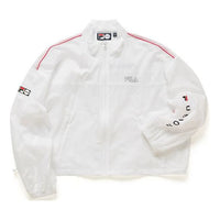 Fila FUSION Athleisure Casual Sports Printing Alphabet Stand Collar Woven Jacket White T11W025701F-WT