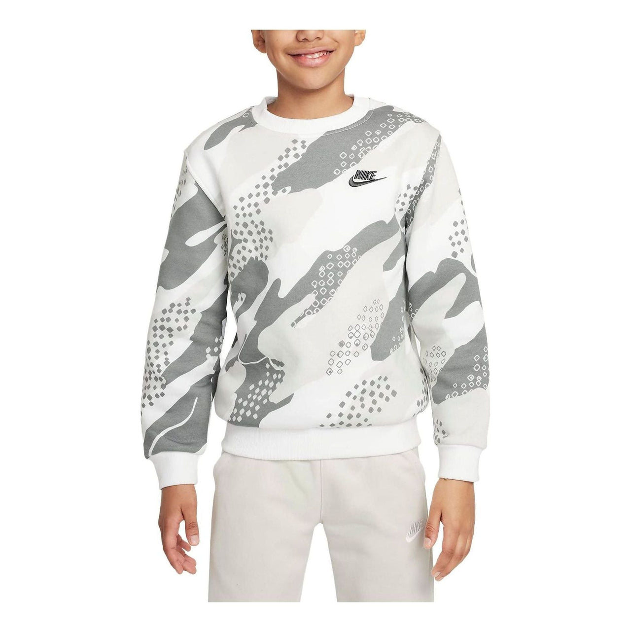 (GS) Nike Sportswear Club Fleece Camo Sweatshirt 'Photon Dust' FD3172-025