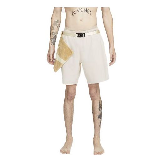 Men's Nike x MMW Crossover Solid Color Yoga 3 In 1 Sports Shorts Cream Yellow DD9440-280
