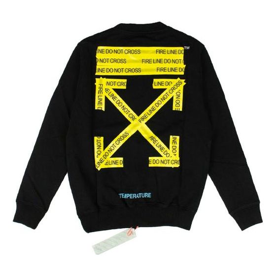Off-White Fire Tape Graphic Pullover Black/Yellow OMBA003S180030241060