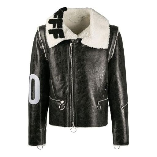 Men's Off-White Arrow Faux Fur Black Jacket OMJA043E20LEA0011001