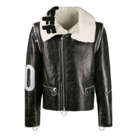 Men's Off-White Arrow Faux Fur Black Jacket OMJA043E20LEA0011001