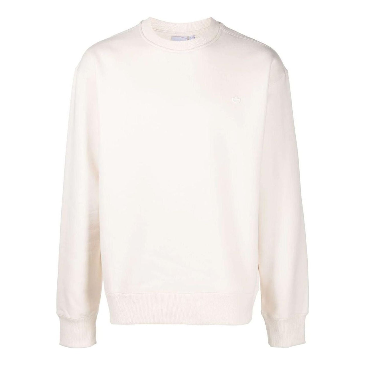 Men's adidas originals Classic Logo Solid Color Ribbed Round Neck Long Sleeves Milk White HD2751