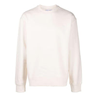 Men's adidas originals Classic Logo Solid Color Ribbed Round Neck Long Sleeves Milk White HD2751