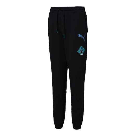 PUMA Graphic Casual Sweatpants 'Black Blue' 596050-01