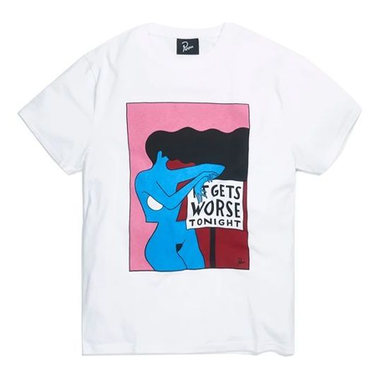 KITHX BY PARRA IT GETS WORSE Painting Pattern Short Sleeve Unisex White PA43770-WHT