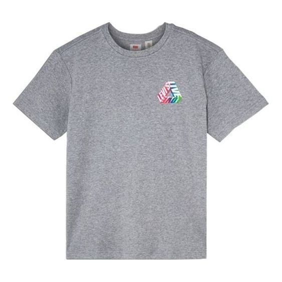 Men's Levis Pattern Printing Round Neck Short Sleeve Gray T-Shirt 85585-0000