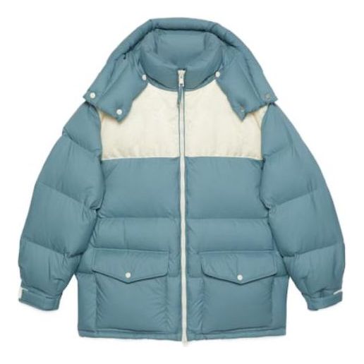 Gucci Nylon Down Jacket With GG Inserts 'Blue Grey' 762558-Z8BNG-1121