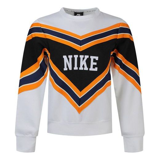 (WMNS) Nike Splicing Fleece Lined Knit Round Neck Pullover White BV2921-100