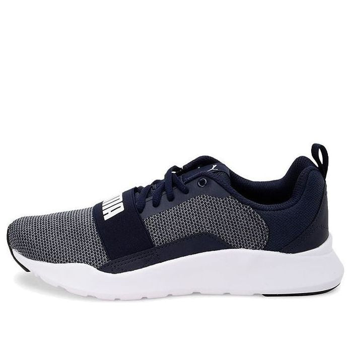 (GS) PUMA Wired Knit Low Top Running Shoes White/Blue 367381-08
