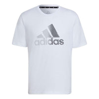 Men's adidas Logo Printing Round Neck Pullover Short Sleeve White T-Shirt HF7210