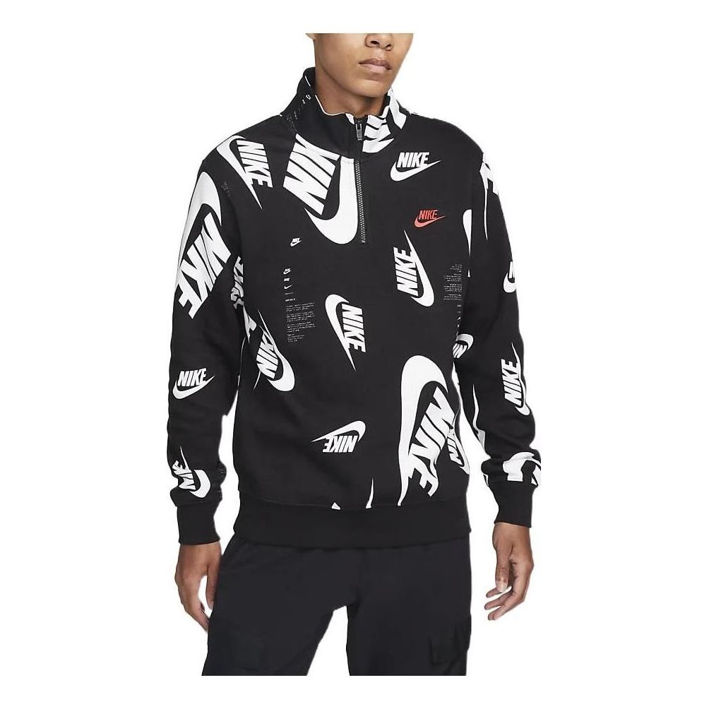 Nike Club Fleece 1/4-Zip Sweatshirt 'Black Light Crimson' DQ5155-010
