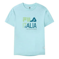 Men's FILA Athletics Logo Printing Sports Pullover Round Neck Short Sleeve Blue T-Shirt A11M121106F-LB