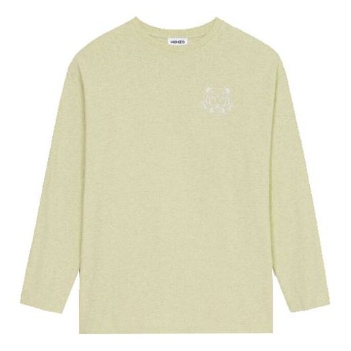 Men's KENZO FW21 Tiger Head Printing Casual Round Neck Long Sleeves Mint Green T-Shirt FB65TS197401-47