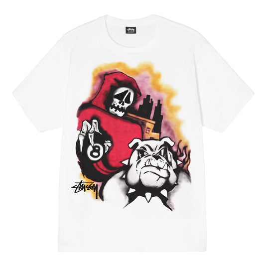 Men's Stussy FW21 Cartoon Pattern Printing Round Neck Short Sleeve White 1904787