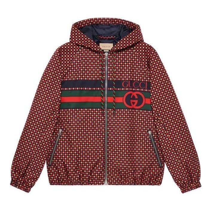 Gucci Geometric Houndstooth Canvas Jacket 'Blue Red Green' 714810-ZAKY3-4310