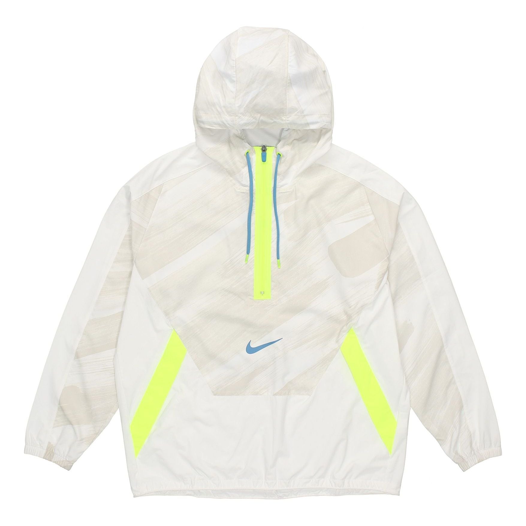 Men's Nike Dri-fit Sport Clash Hooded Half Zipper Athleisure Casual Sports Pullover Jacket Autumn Creamy White DD1724-100