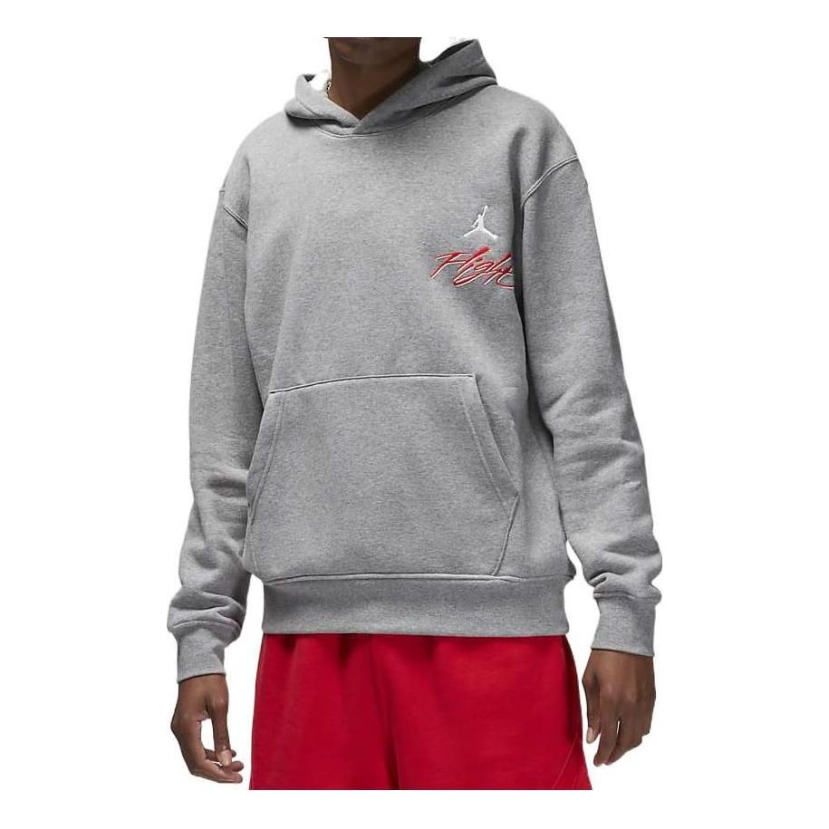 Air Jordan Solid Color Embroidered Hoodie Men's Grey DQ7506-091