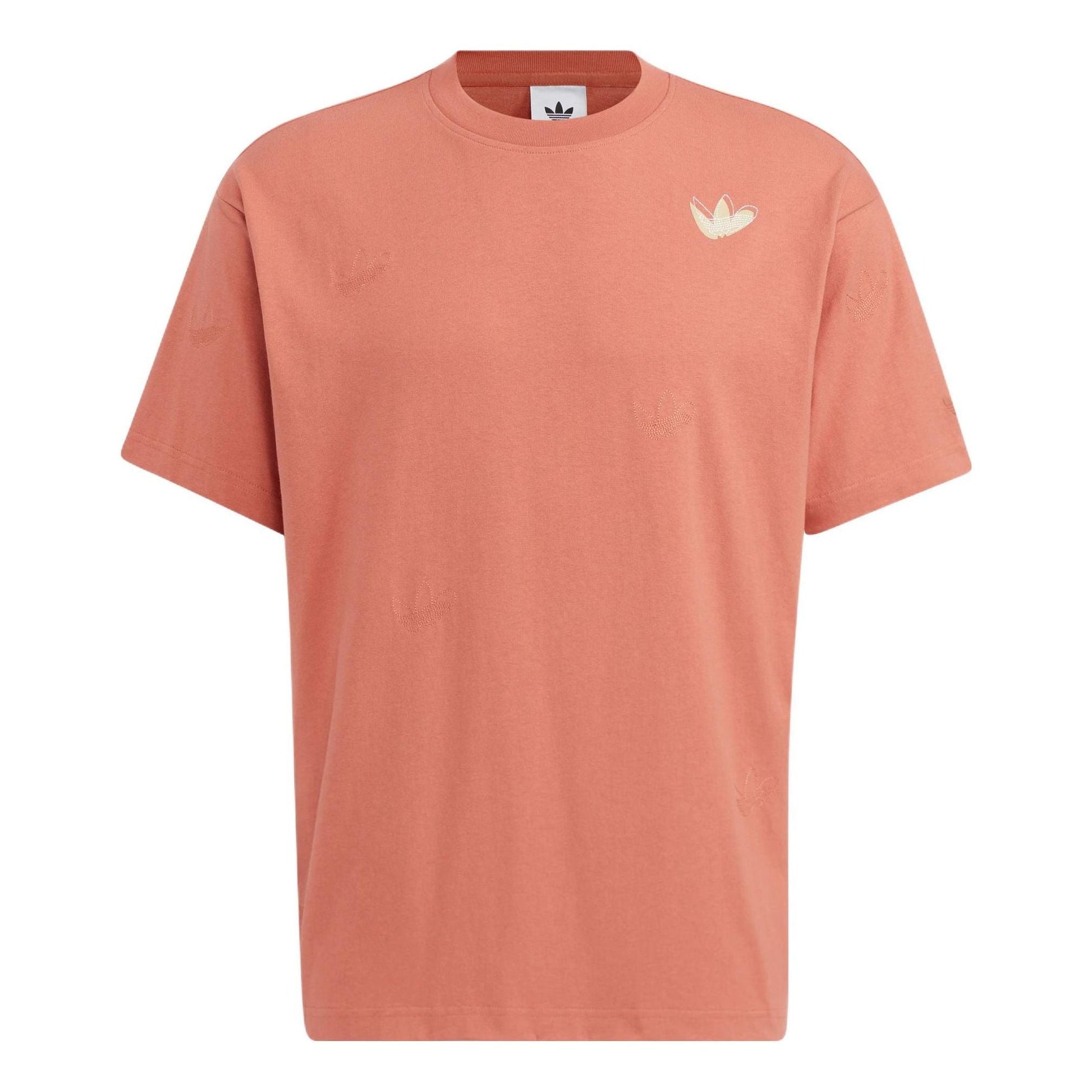 adidas originals Logo Printing Solid Color Round Neck Short Sleeve Unisex Orange T-Shirt HS1917
