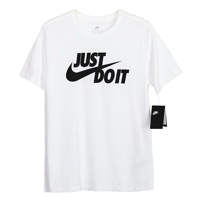 Men's Nike Printing Large Logo Pullover Round Neck Cotton Short Sleeve White T-Shirt AR8792-100