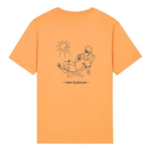 New Balance Men's New Balance Back Printing Sports Round Neck Short Sleeve Orange AMT13350-GPO