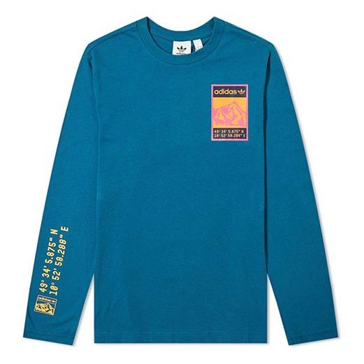 adidas originals Sports Classic Snow Mountain Printing Pattern Long Sleeves Blue FR0587