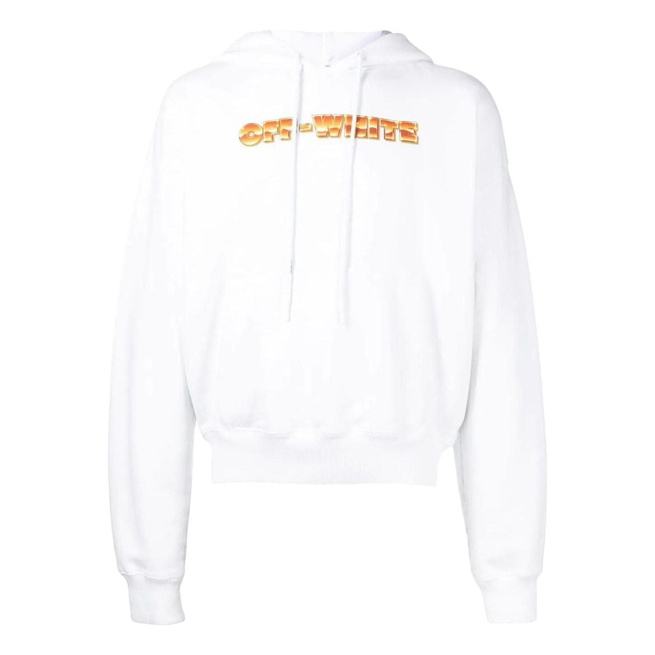 Men's Off-White Logo Printing Pattern Drawstring Hooded Long Sleeves White OMBB037S22FLE0080120WHITE