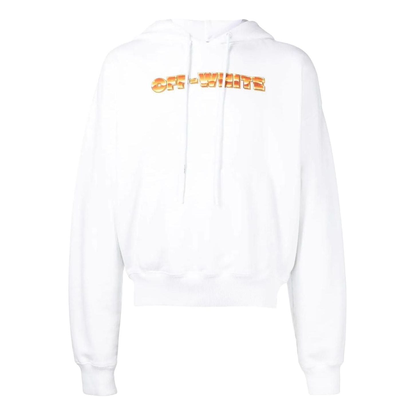 Men's Off-White Logo Printing Pattern Drawstring Hooded Long Sleeves White OMBB037S22FLE0080120WHITE