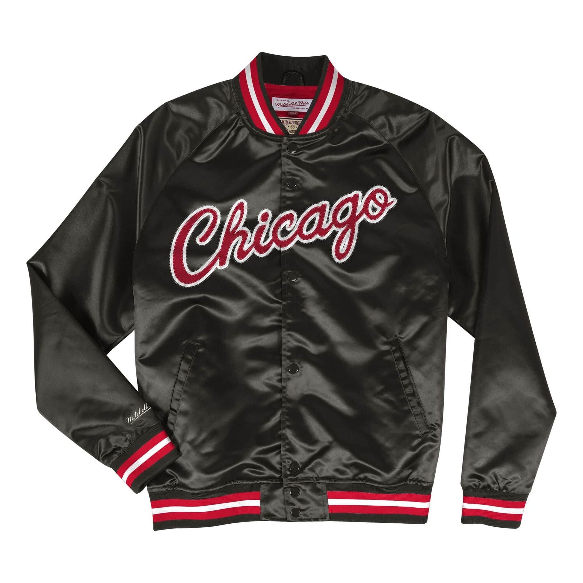Mitchell & Ness x NBA Lightweight Satin Jacket 'Chicago Bulls' STJKMG18013-CBUBLCK
