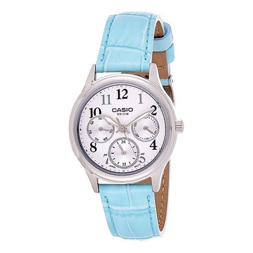 CASIO Waterproof Quartz White Dial 31mm Blue Leather Strap Watch Analog LTP-E306L-7BVDF