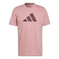 Men's adidas Logo Printing Round Neck Short Sleeve Japanese Version Pink T-Shirt HF4753