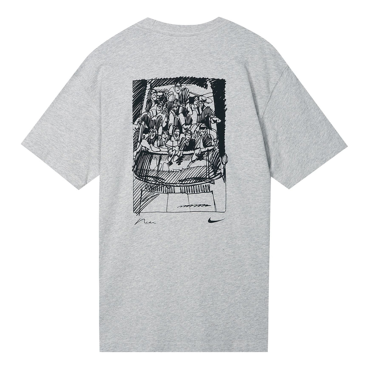 Men's Nike SB Back Graffiti Funny Pattern Printing Round Neck Short Sleeve Light Grey T-Shirt DR7768-050