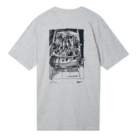 Men's Nike SB Back Graffiti Funny Pattern Printing Round Neck Short Sleeve Light Grey T-Shirt DR7768-050