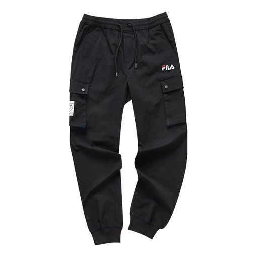 FILA FUSION Contrasting Colors Big Pocket Drawstring Casual Pants Black T11M022801F-BK